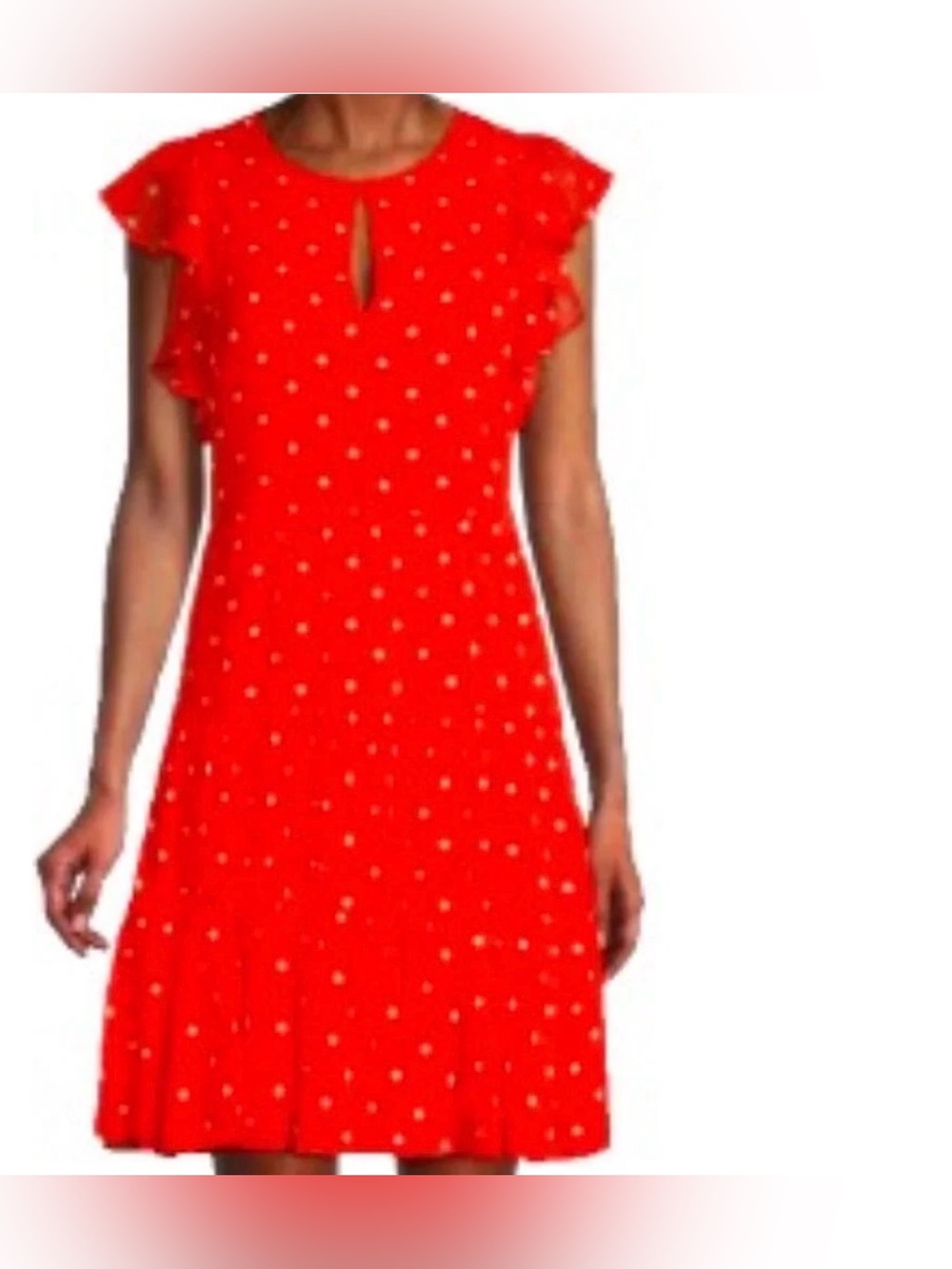Tommy Hilfiger KeyholePolka Dot Flutter Sleeve Tiered Midi Dress | Size 6